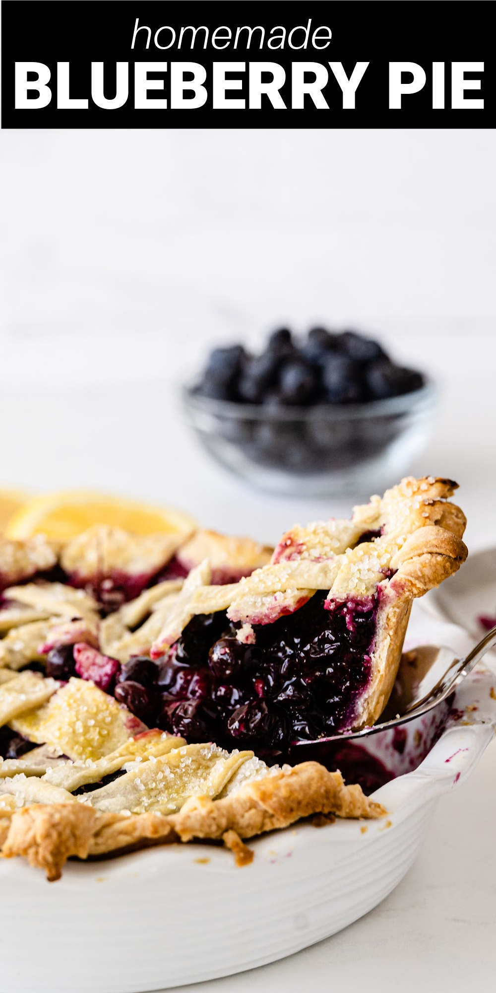 Homemade Blueberry Pie is a classic summer dessert staple with juicy blueberries and a homemade pie crust with a lattice pattern on top. This dessert is so fresh and delicious, it’s perfect for spring and summer get togethers, BBQs, Memorial Day and the Fourth of July.