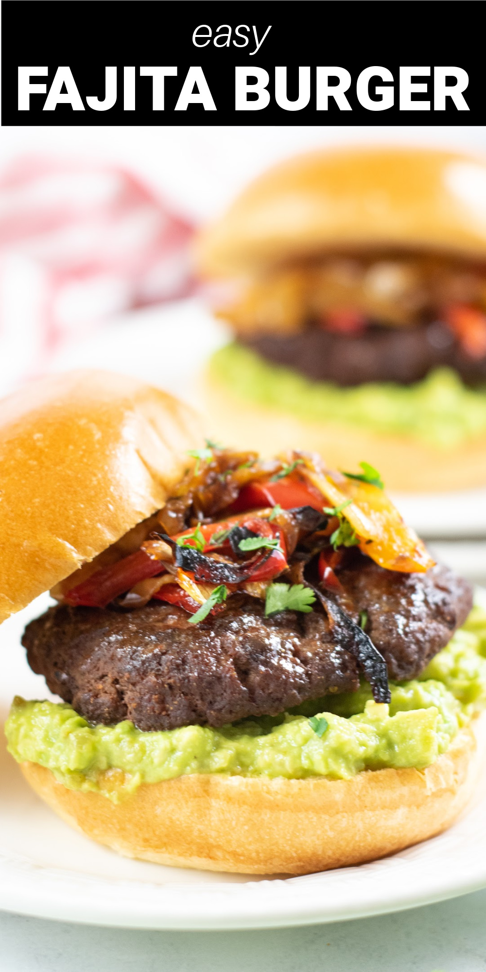 Fajita burgers are so delicious, they're perfect for summertime meals. Get all those amazing flavors in these thick and juicy homemade beef burgers. Put them on soft burger buns, and top with fajita vegetables, salsa verde guacamole, and your favorite burger salad.