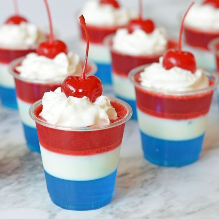 red white and blue jello cups