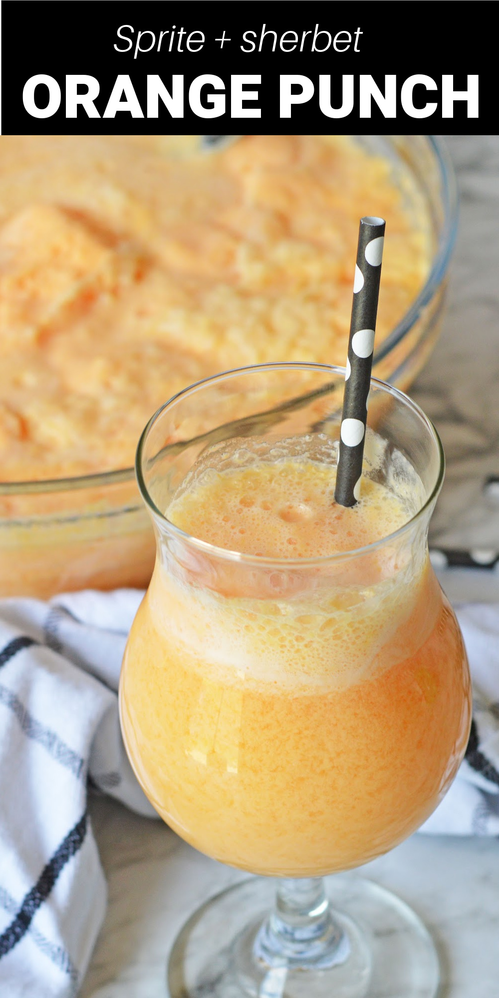 Orange sherbet, pineapple juice and Sprite make the perfect punch for any baby shower, bridal shower, or holiday get together. 