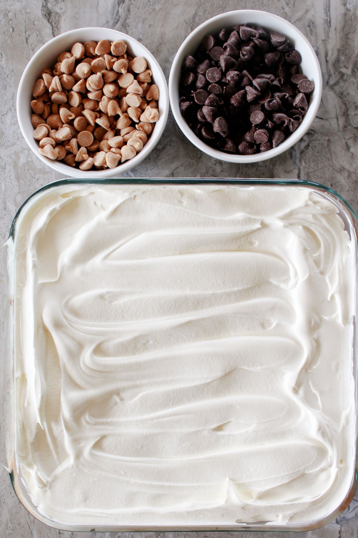 whipped topping spread on top