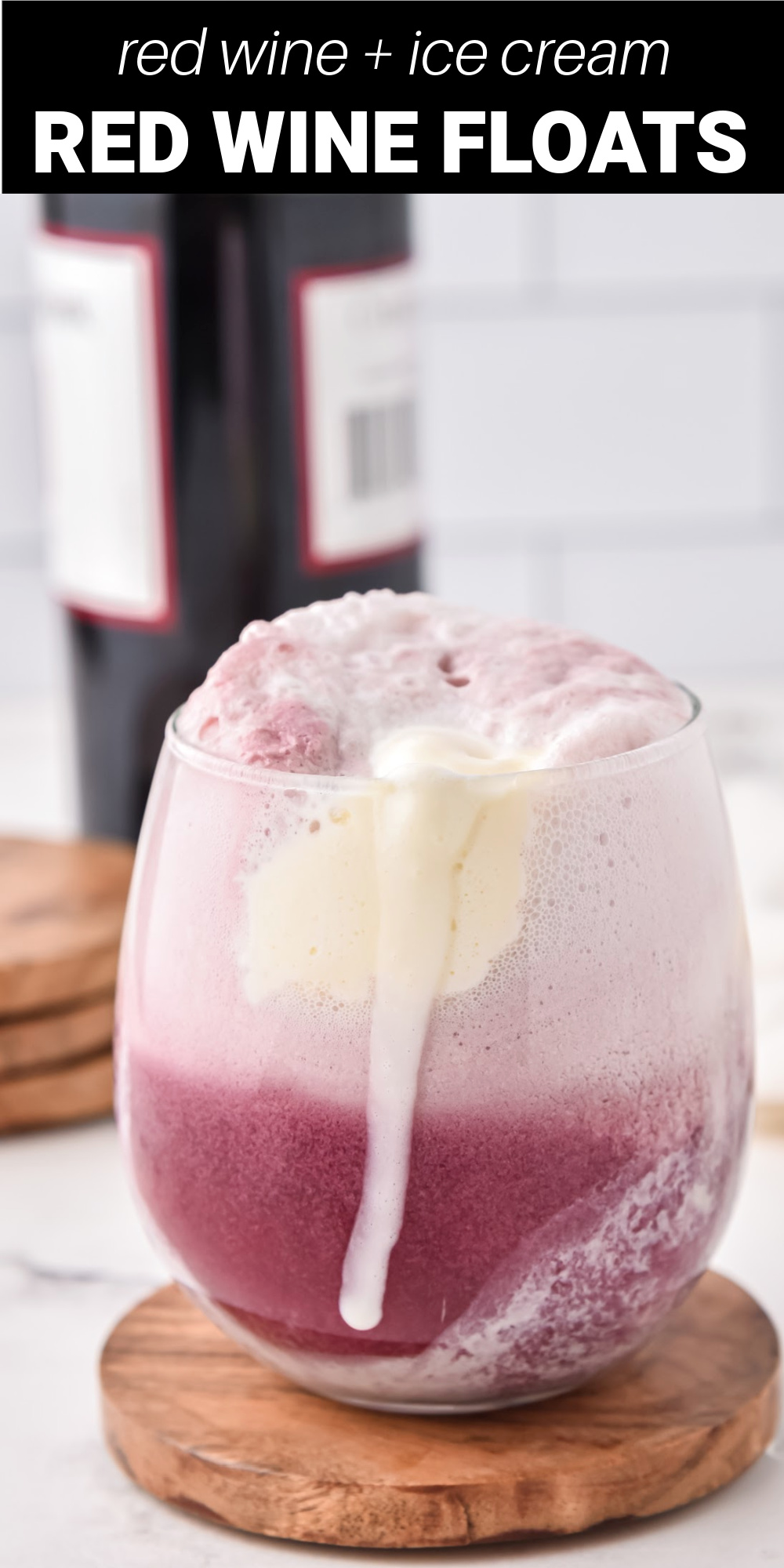 These delicious Red Wine Ice Cream Floats take two of your favorites, wine and ice cream, and combines them into the ultimate fruity dessert cocktail. They are a perfectly refreshing adult beverage and a great way to cool off on a hot summer day! 