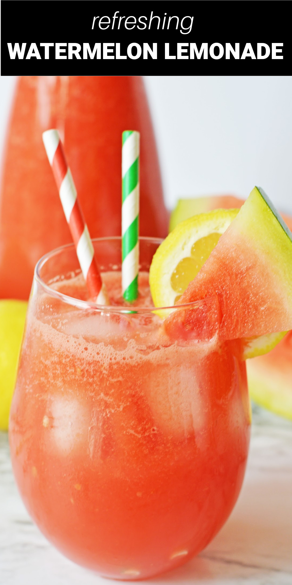 This Watermelon Lemonade is a welcome and refreshing twist on classic lemonade, and it's red color makes it perfect for serving at your Fourth of July celebrations, barbecues, and summer get togethers. 