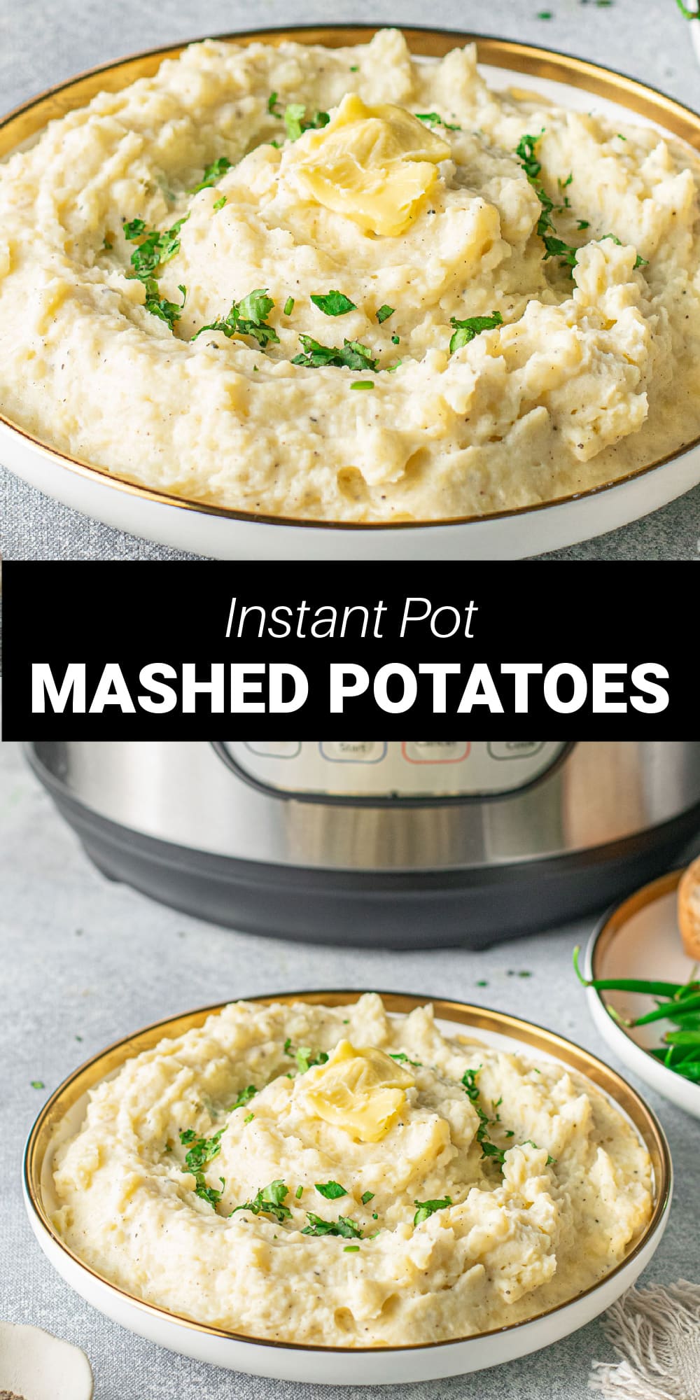 These rich and creamy Instant Pot Garlic Mashed Potatoes are the ultimate comfort food. Making them in the Instant Pot means you're only 20 minutes away from a piping hot bowl of buttery mashed potatoes; perfect for a busy weeknight or holiday side dish. 