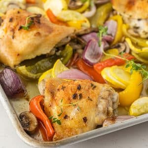 roasted chicken thighs on sheet pan