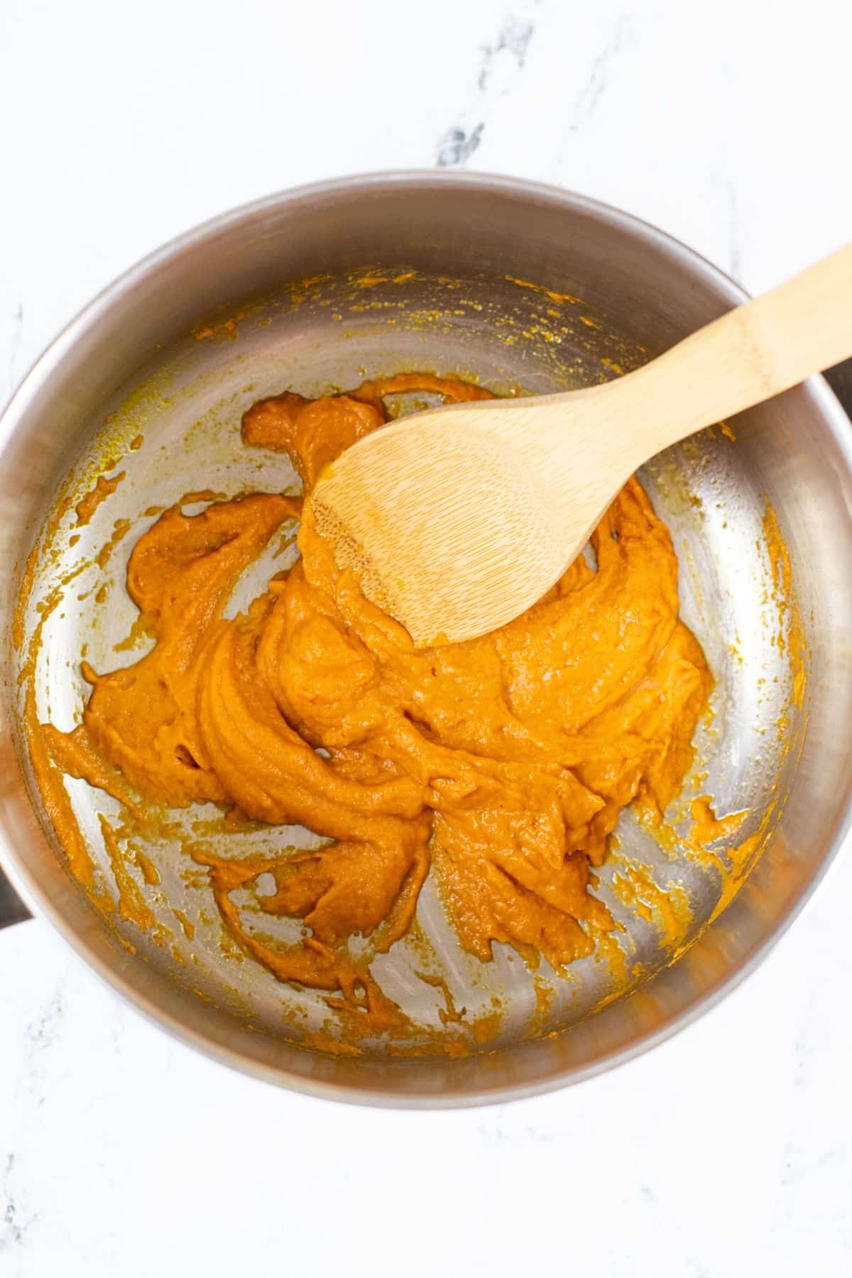 pumpkin and butter in sauce pan