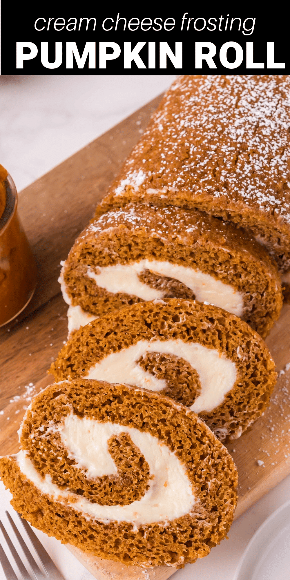This sweet and delicious Pumpkin Roll recipe is the perfect dessert for the holidays or any of your fall celebrations. A from-scratch moist pumpkin sheet cake is rolled up with a rich and decadent cream cheese filling and topped with a delicate dusting of powdered sugar for an amazing show-stopping presentation.