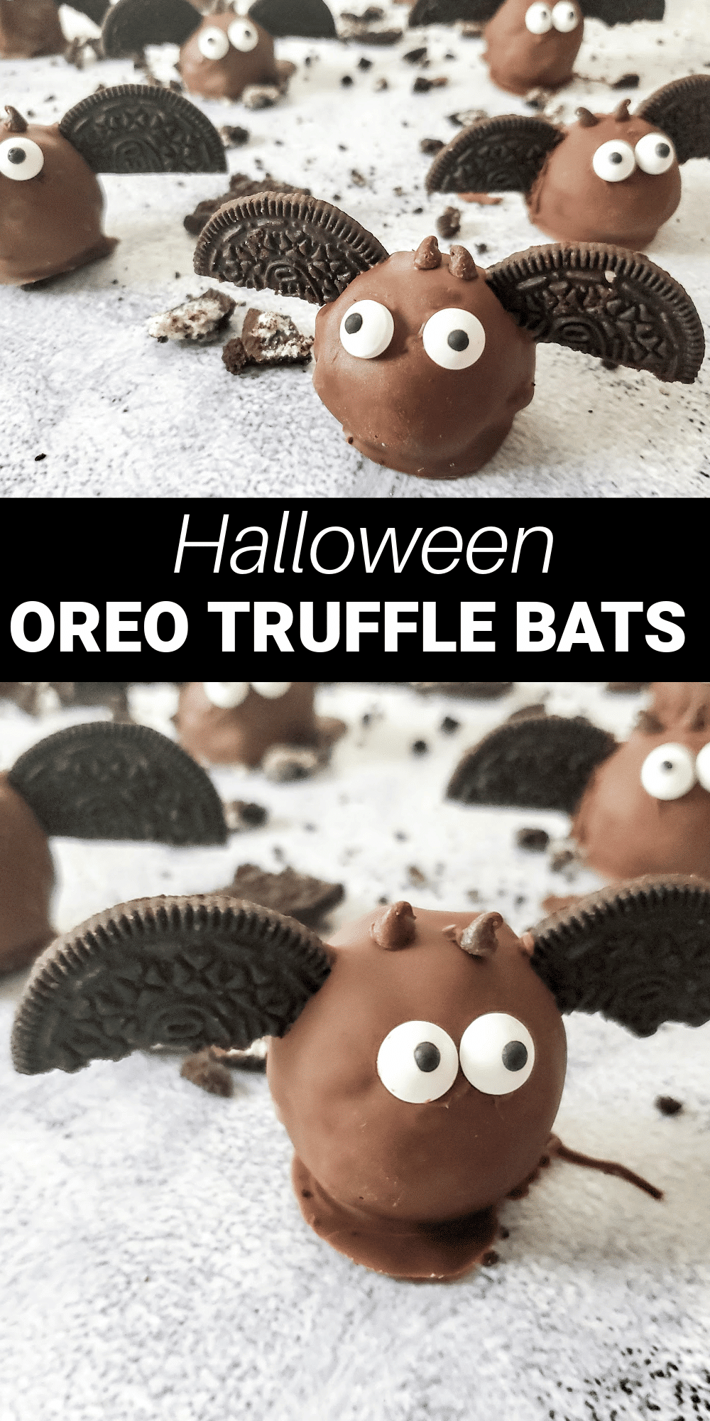 Adorable chocolate bats are a fun and creative Halloween treat your kids will love. Made with an Oreo cookie and cream cheese base, they are soft and delicious on the inside. 