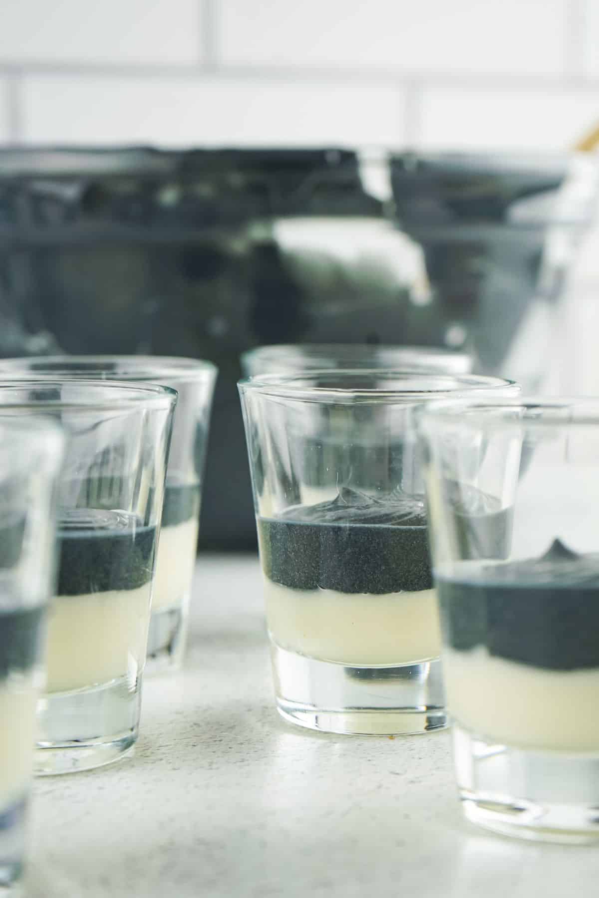 black pudding in shot glass