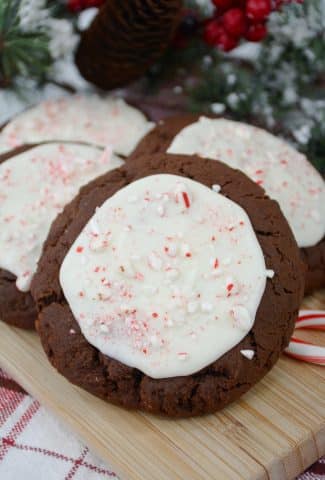Peppermint Bark Cookies with frosting