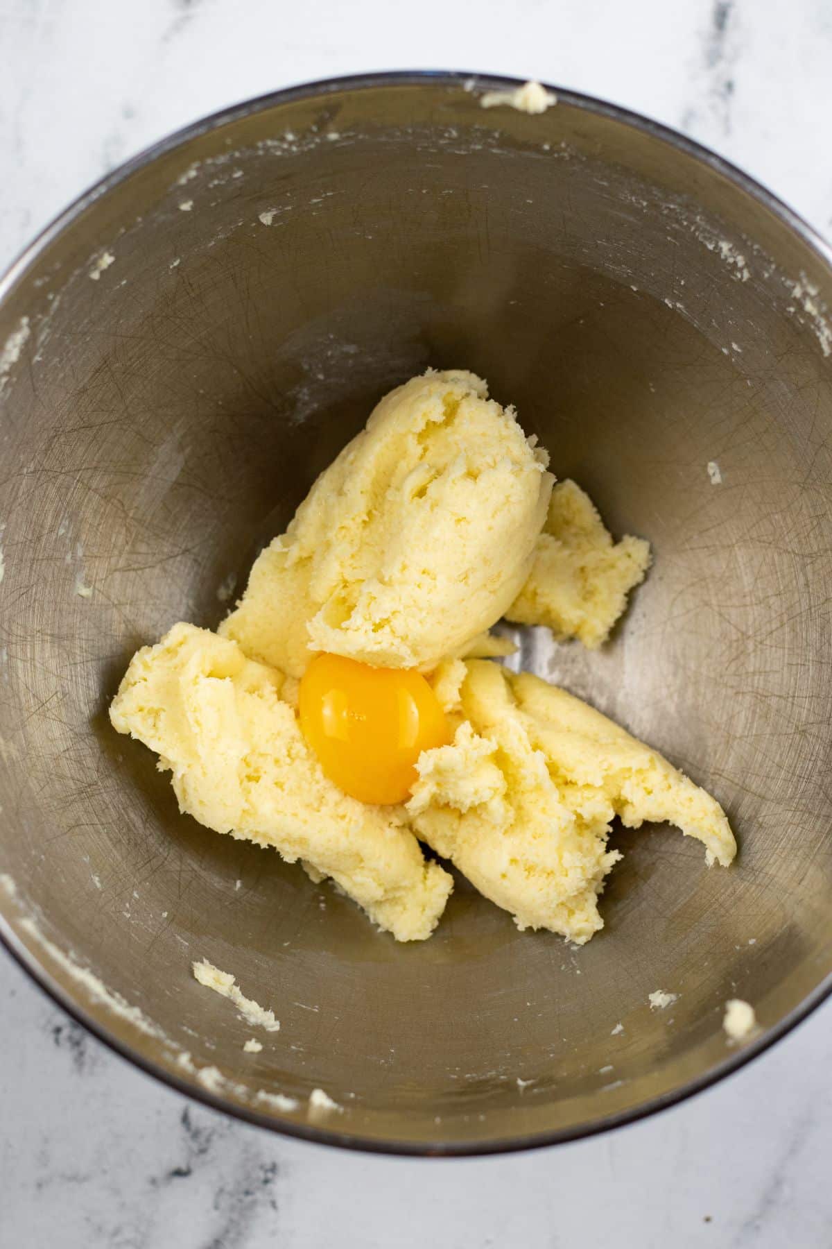 softened butter and eggs in mixing bowl