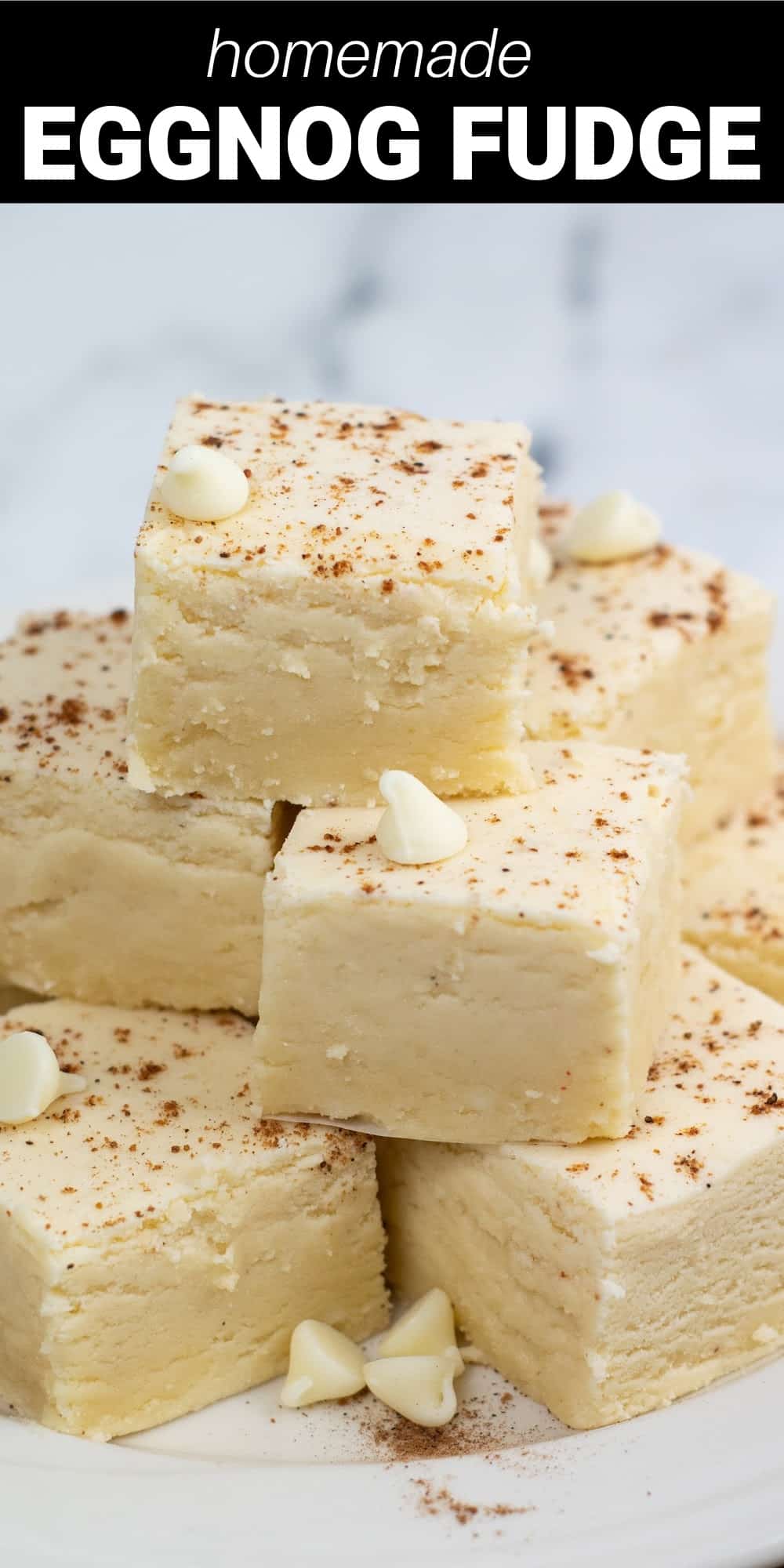 This homemade dreamy Eggnog Fudge Recipe is everything you’re looking for in a sweet holiday indulgence. Creamy white chocolate infused with authentic eggnog flavor makes a decadent melt-in-your mouth sweet treat that your friends and family will love!