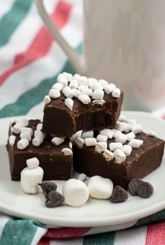 chocolate fudge squares with tiny marshmallows on top