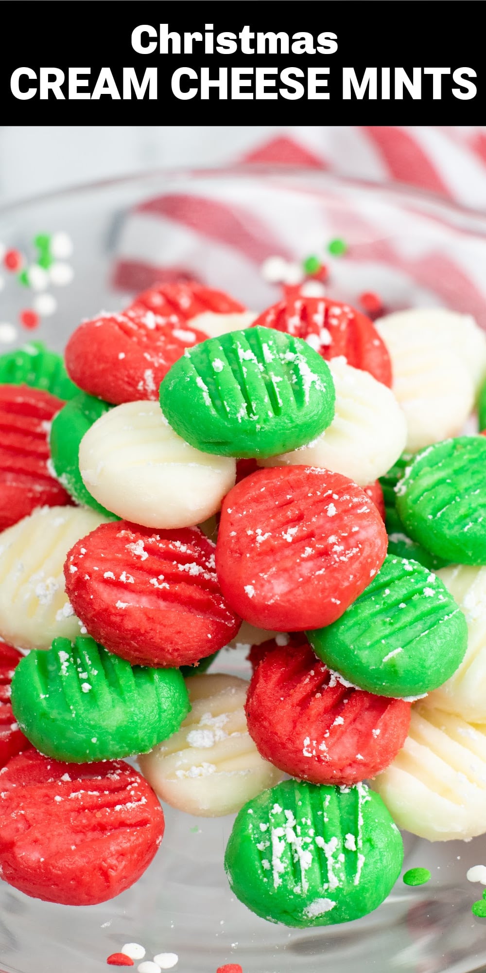 These festive Christmas Cream Cheese Mints make the perfect holiday sweet treat. Made with just a few simple ingredients, they’re creamy and melt-in-your mouth delicious, just as a homemade candy should be.