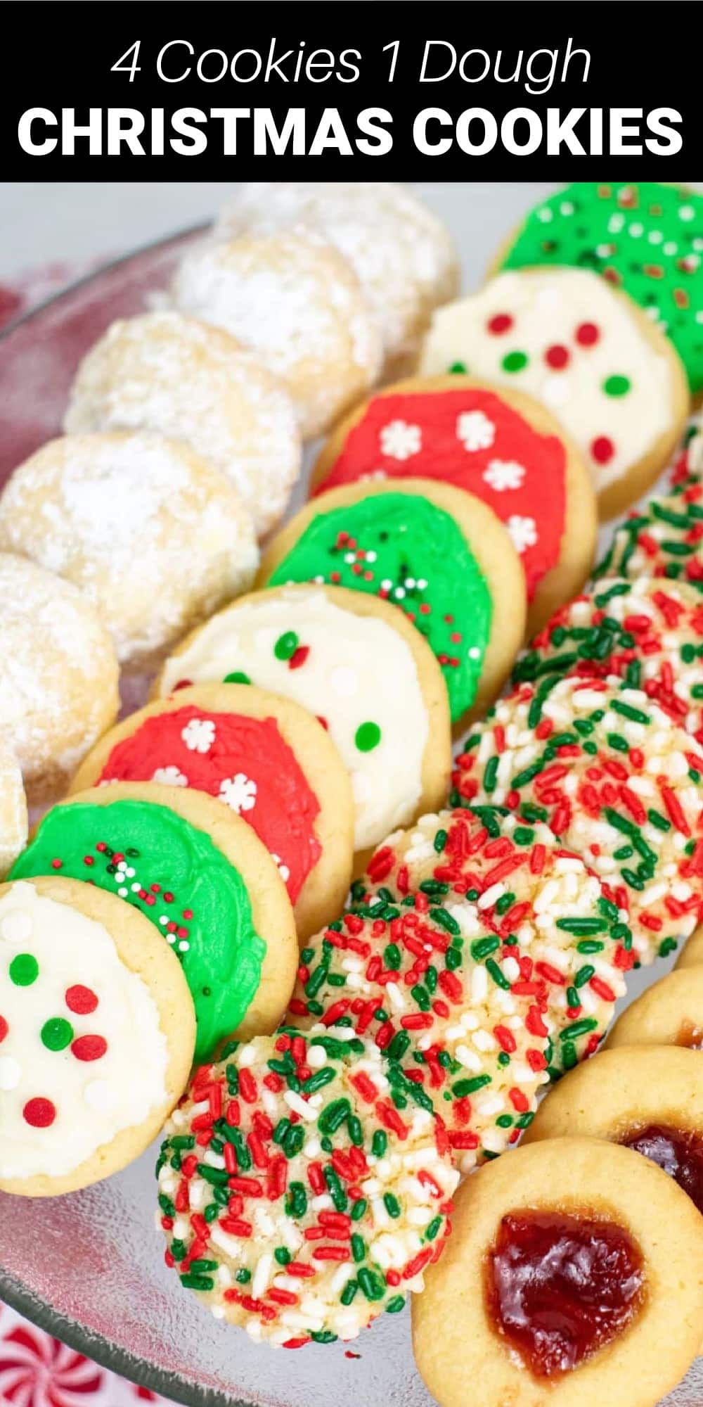 This quick and easy Christmas Cookie Dough recipe will make all your cookie baking this holiday season will be a breeze. With just a few simple ingredients, you can turn this dough into four separate sensational cookies that will be the star attraction on any Christmas cookie tray!