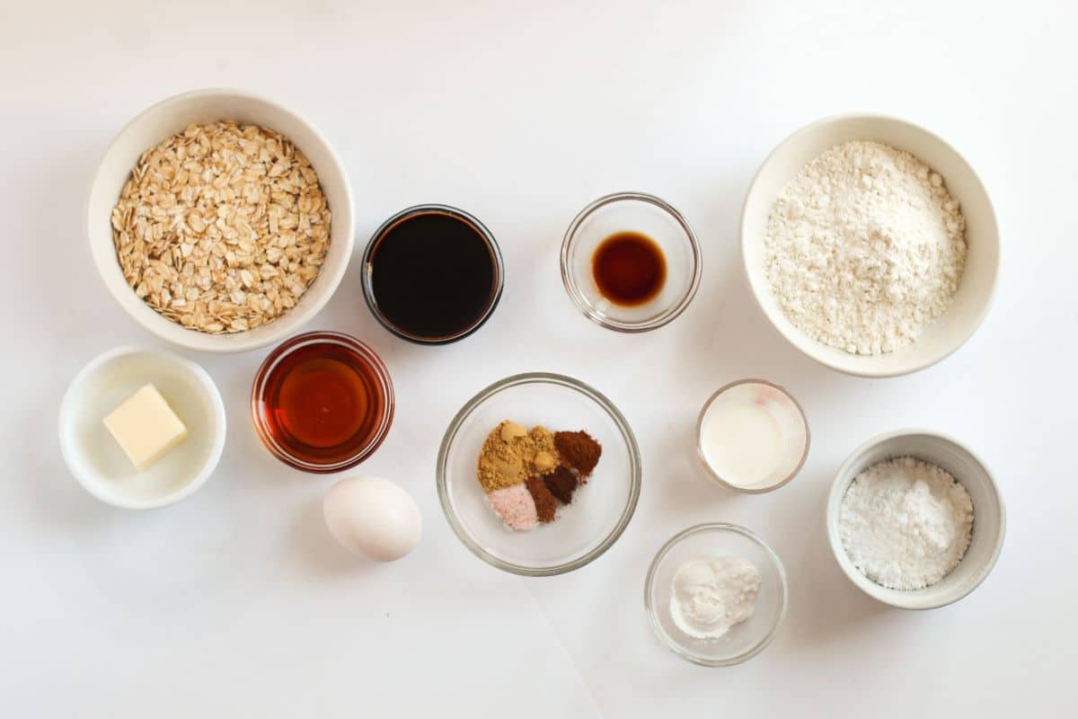ingredients in bowls on white counter