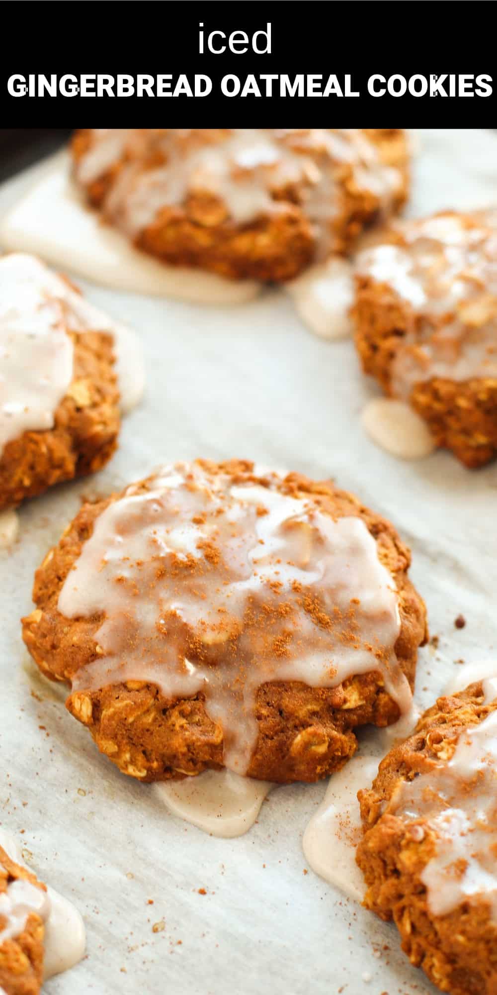 These iced gingerbread oatmeal cookies combine the perfect texture of soft and chewy oatmeal cookies with the warm spice flavor of gingerbread. They’re a delicious sweet treat that deserves a prime spot on your holiday dessert table.