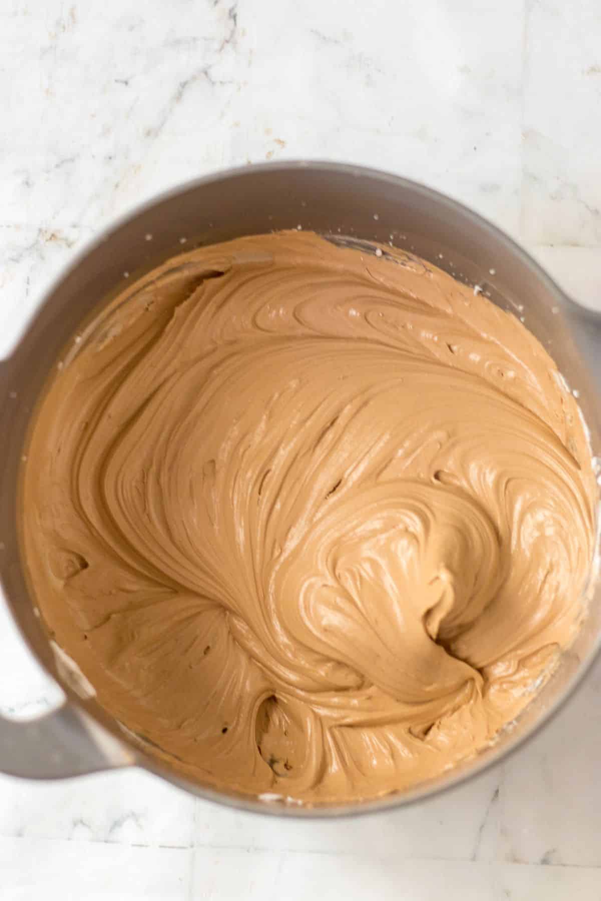 light brown filling in pan
