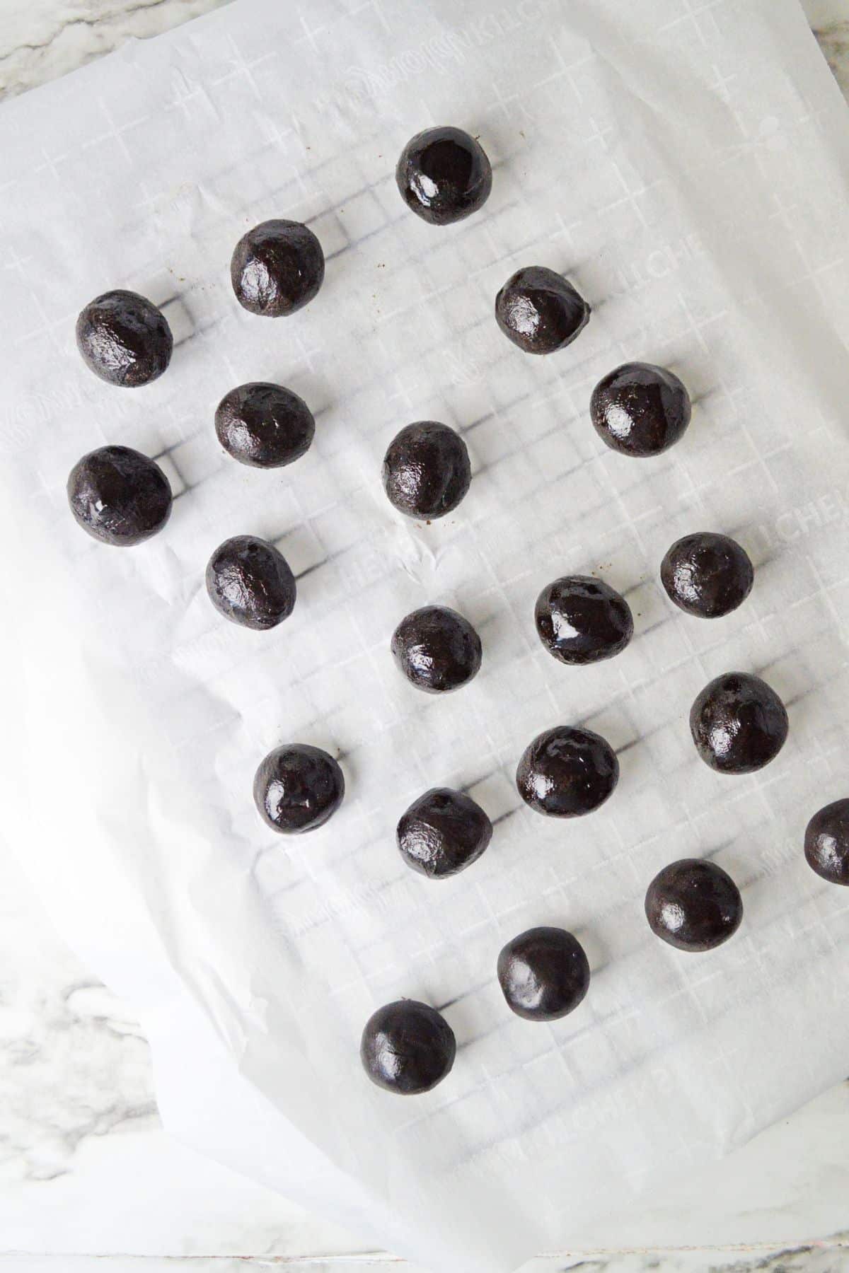 chocolate balls on parchment