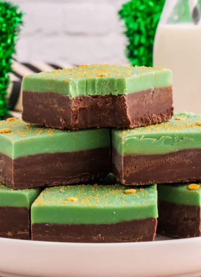 chocolate mint fudge squares on plate