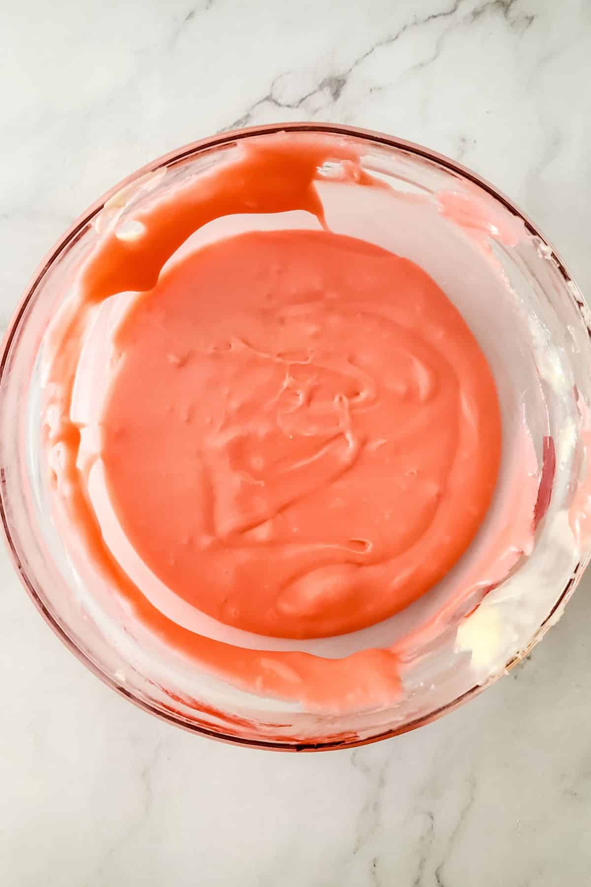 pink fudge in bowl