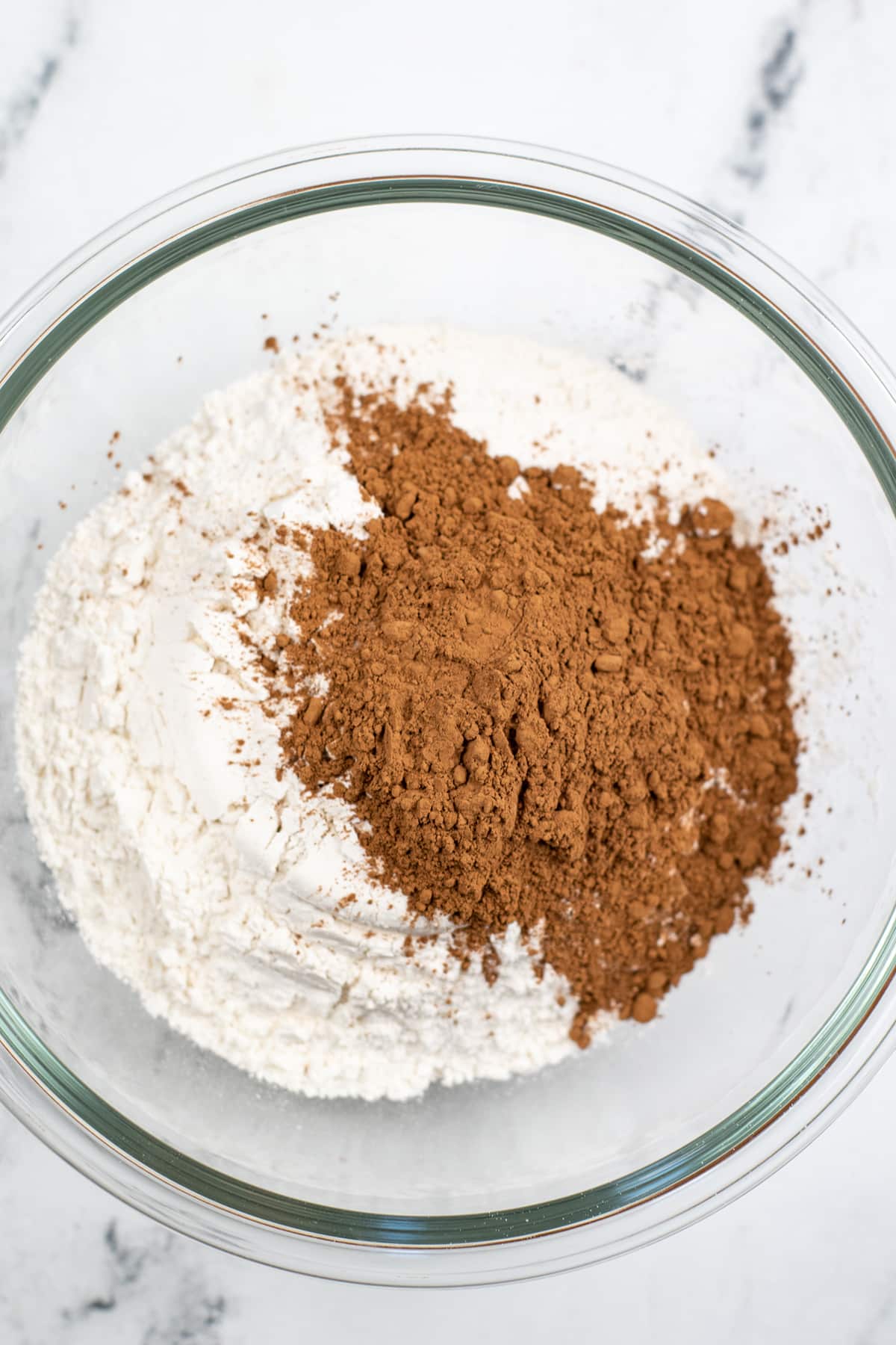 Flour, cocoa powder and salt combination