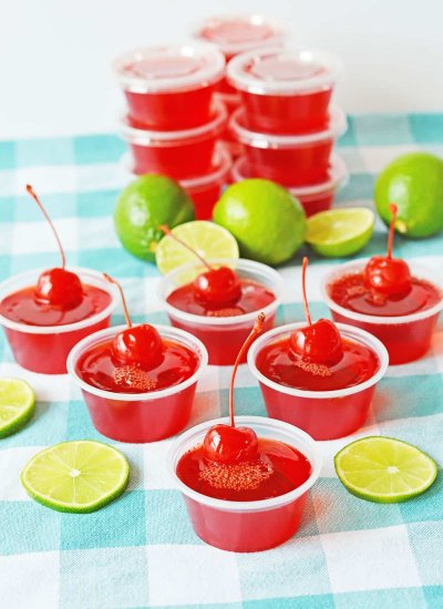 stacked cherry jello shots