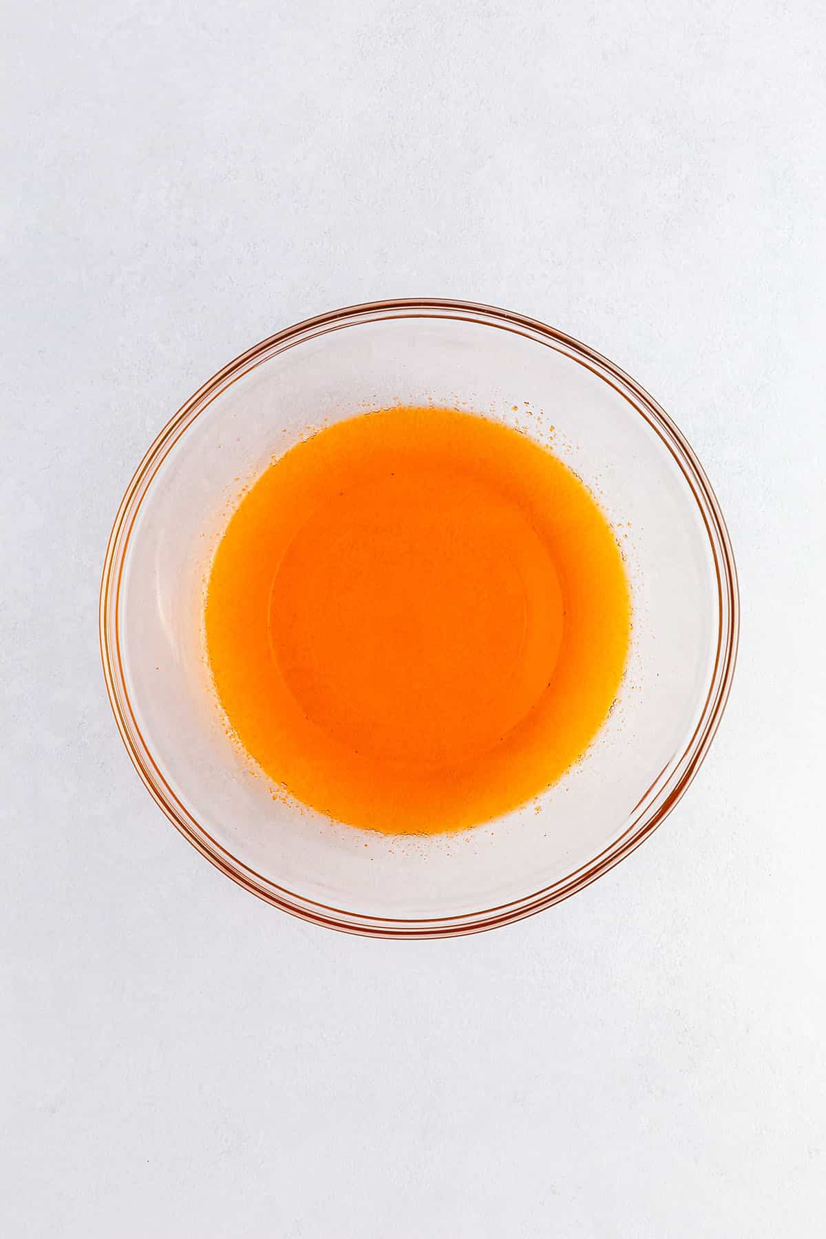 Jell-O mix with water in orange liquid color