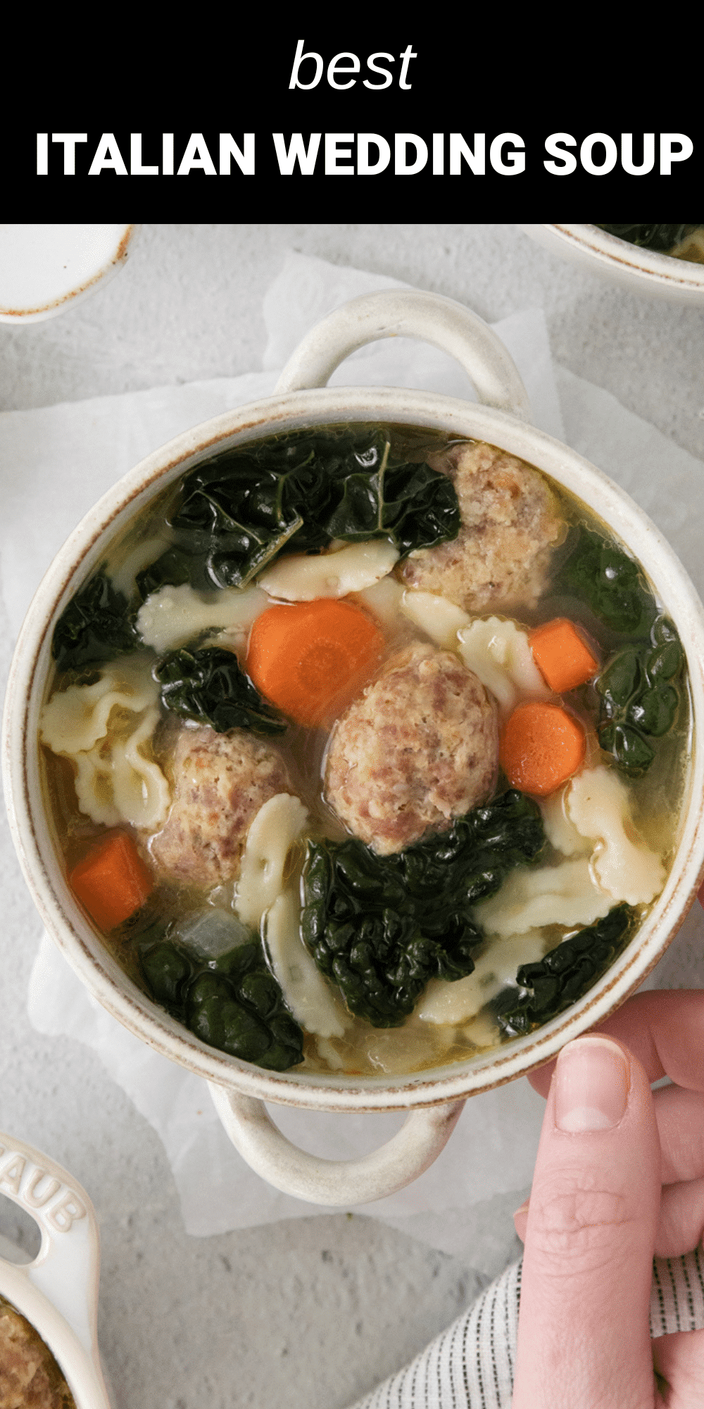 This deliciously savory Italian Wedding Soup is a classic, comforting soup filled with homemade, flavorful meatballs, tender pasta and veggies all simmered in a hearty broth. 