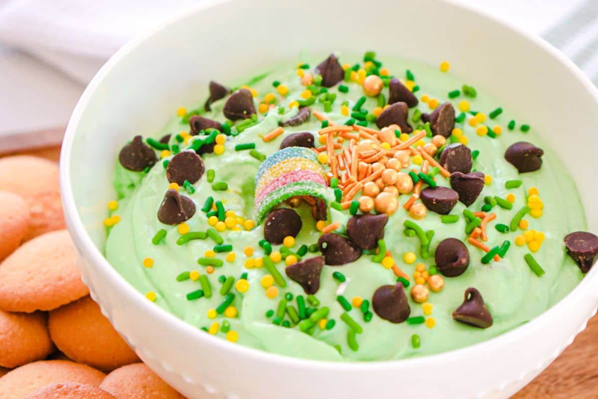 green dip with rainbow candy