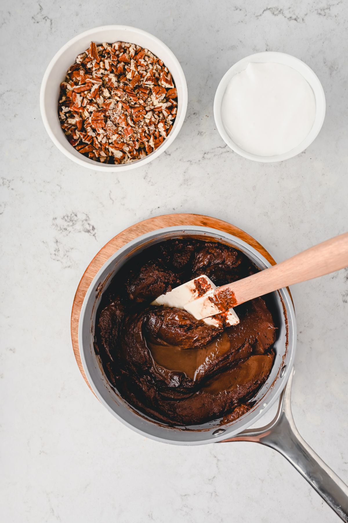 chocolate mixture in pan