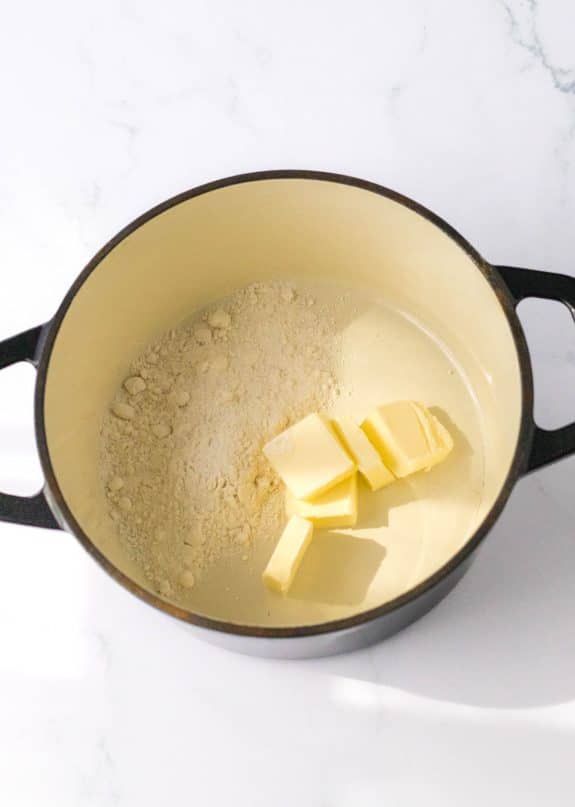 butter and flour in sauce pot
