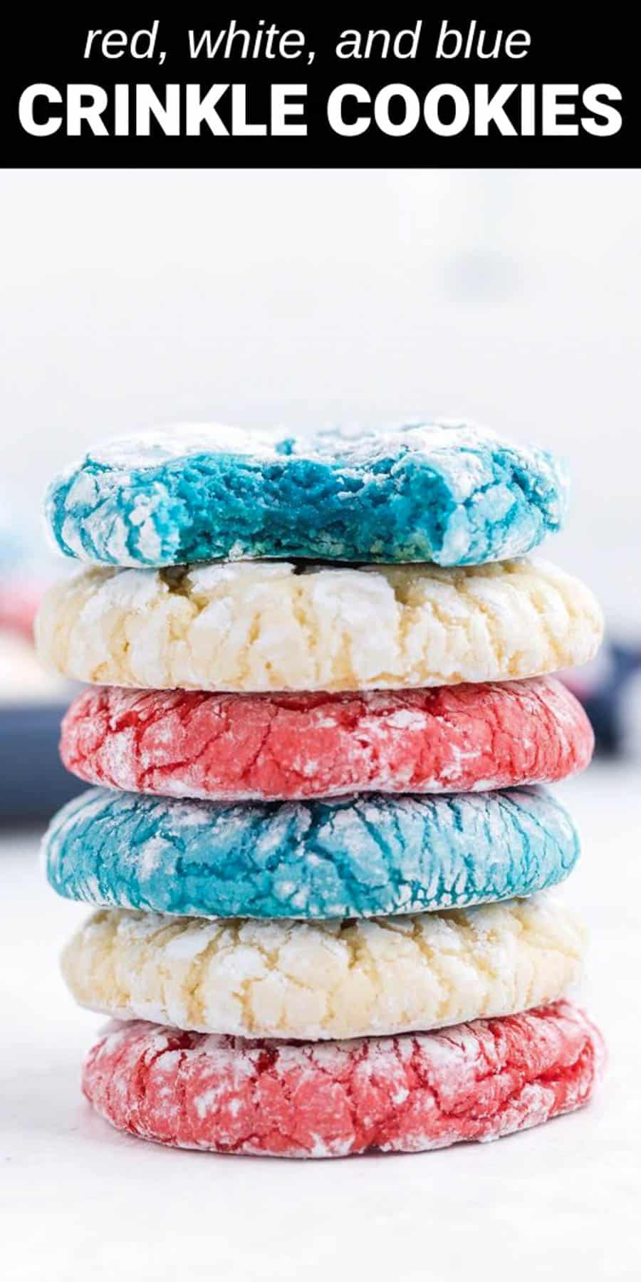 These red, white, and blue crinkle cookies are a fun and patriotic treat that’s perfect for your Fourth of July celebration. Colorful and delicious, these festive cookies are an eye-catching treat that everyone will want to try!