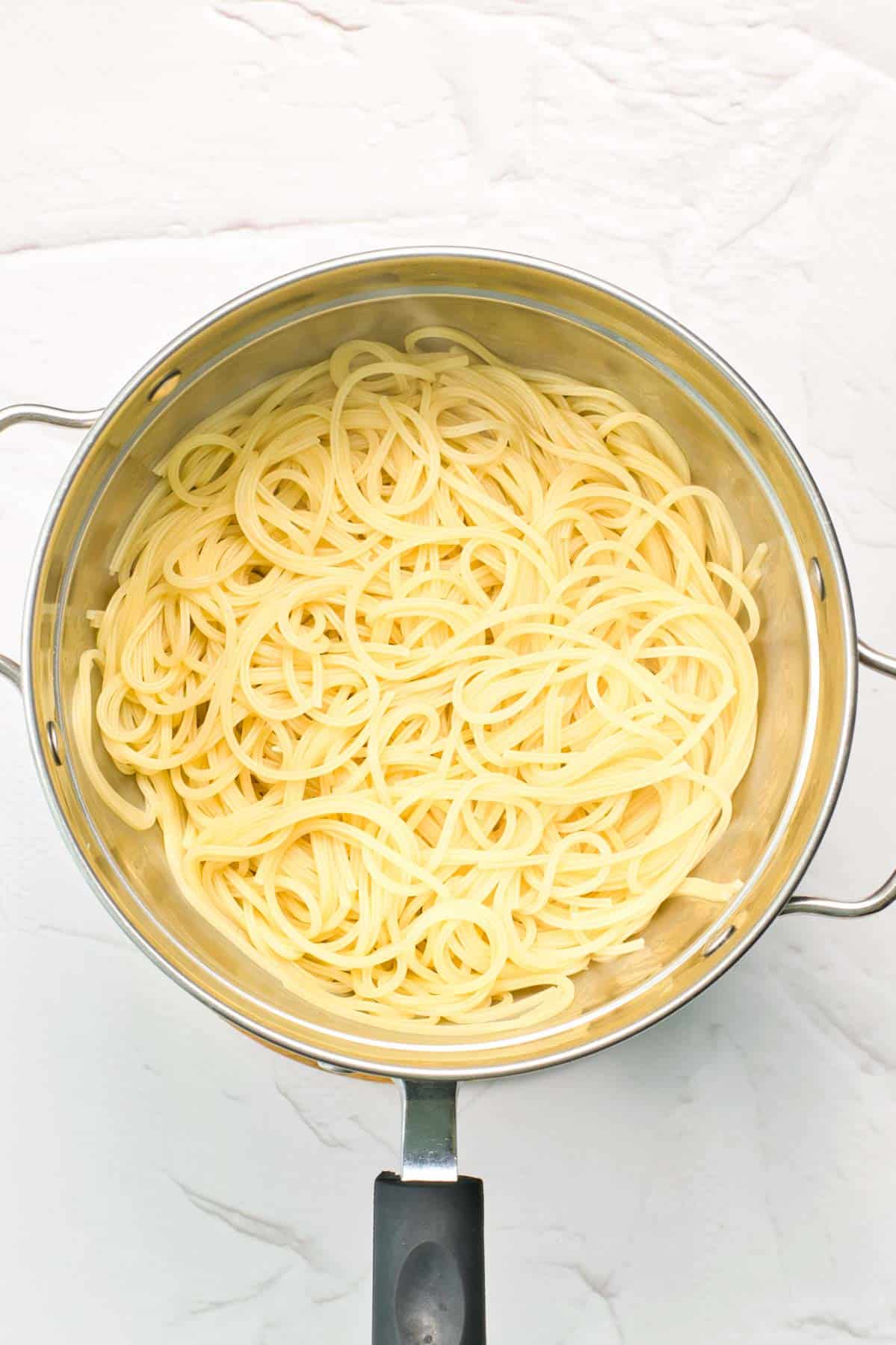 noodles in pan