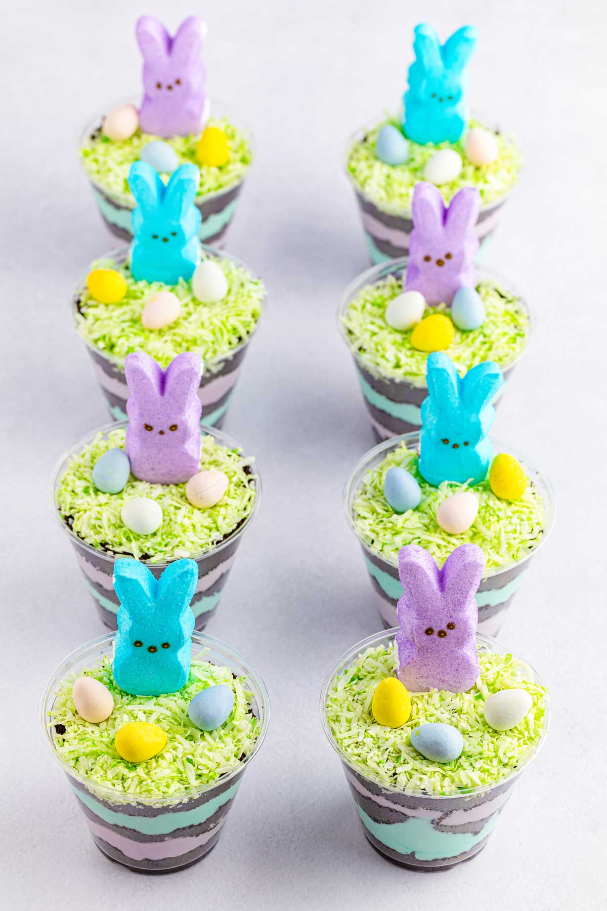 Cute Easter Dirt Cups with easter eggs