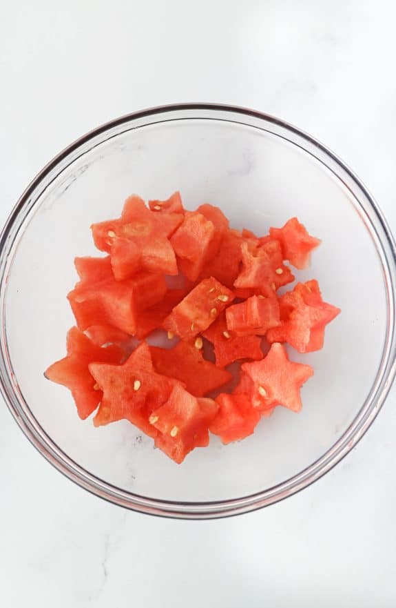 star-shaped watermelon in glass bowl