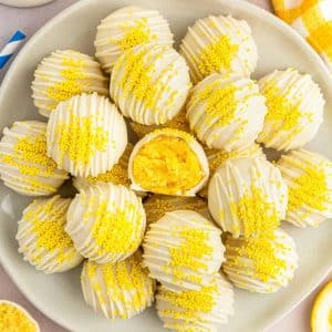 lemon cake balls on plate