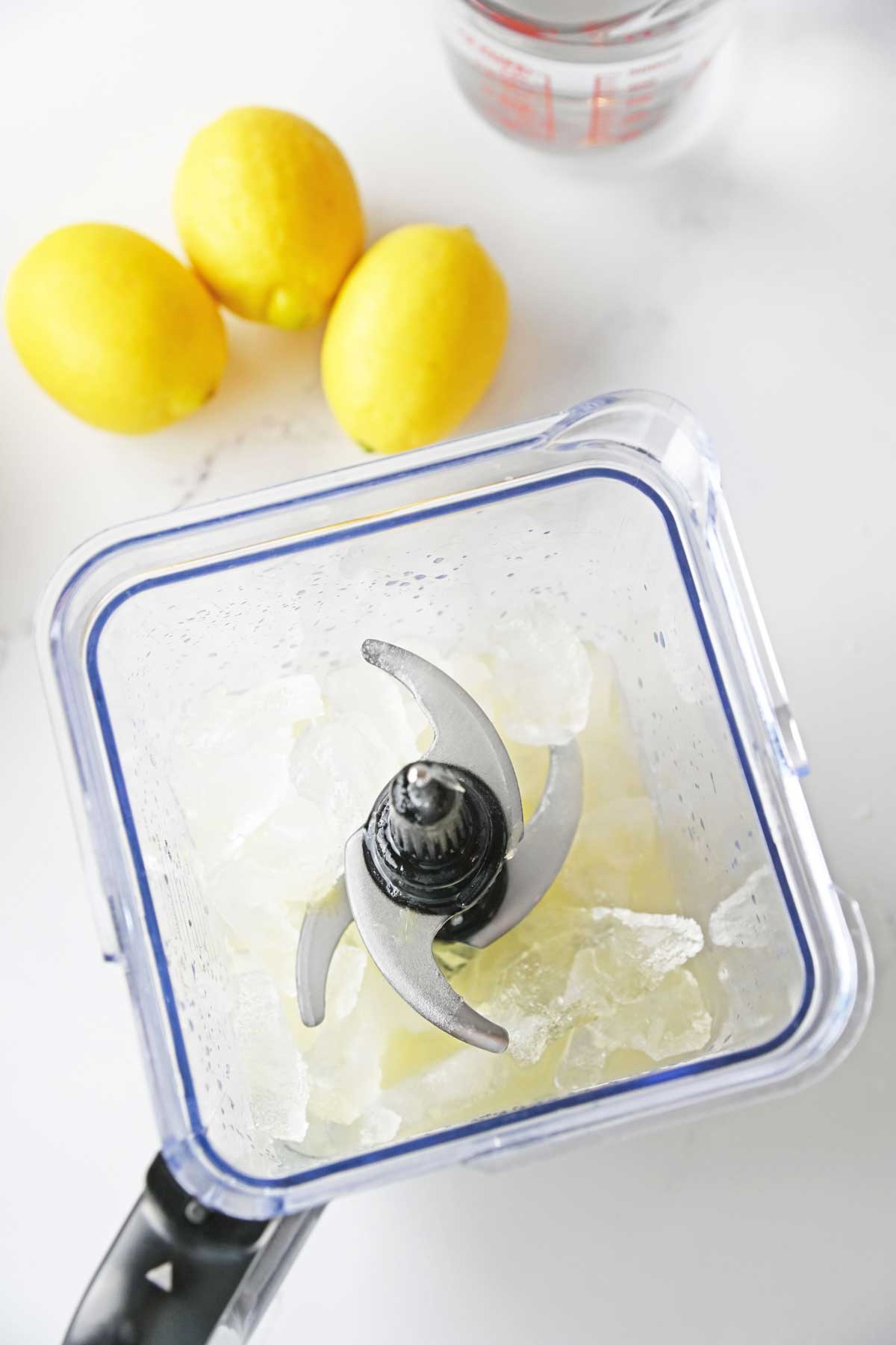 Blending the mixture all together is a process in preparing Lemonade Slushie