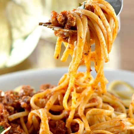 fork twirling spaghetti noodles