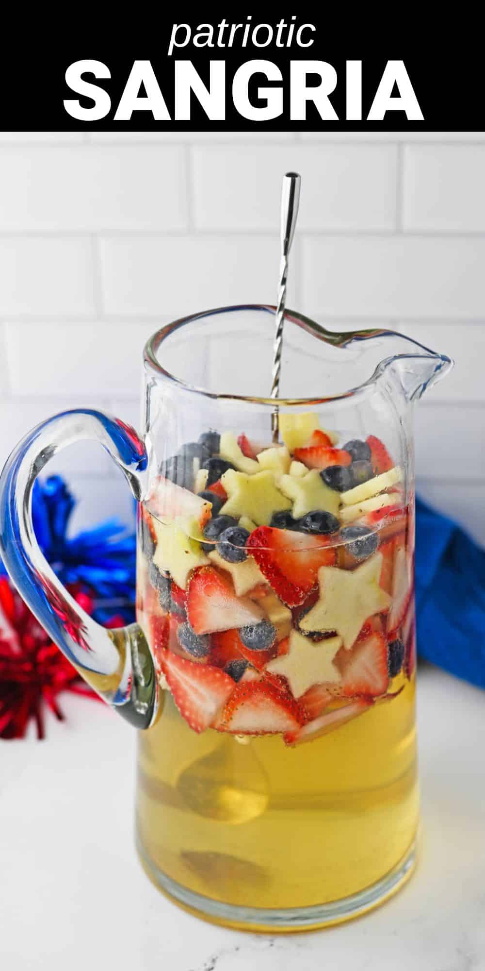 This patriotic red, white, and blue sangria is an incredibly easy and festive cocktail. Delicious, refreshing, and ready in minutes, this drink is one that you’ll enjoy serving at your Fourth of July party and all summer long.
