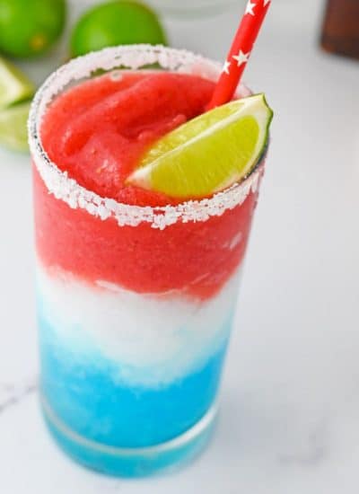 red white and blue margarita with lime