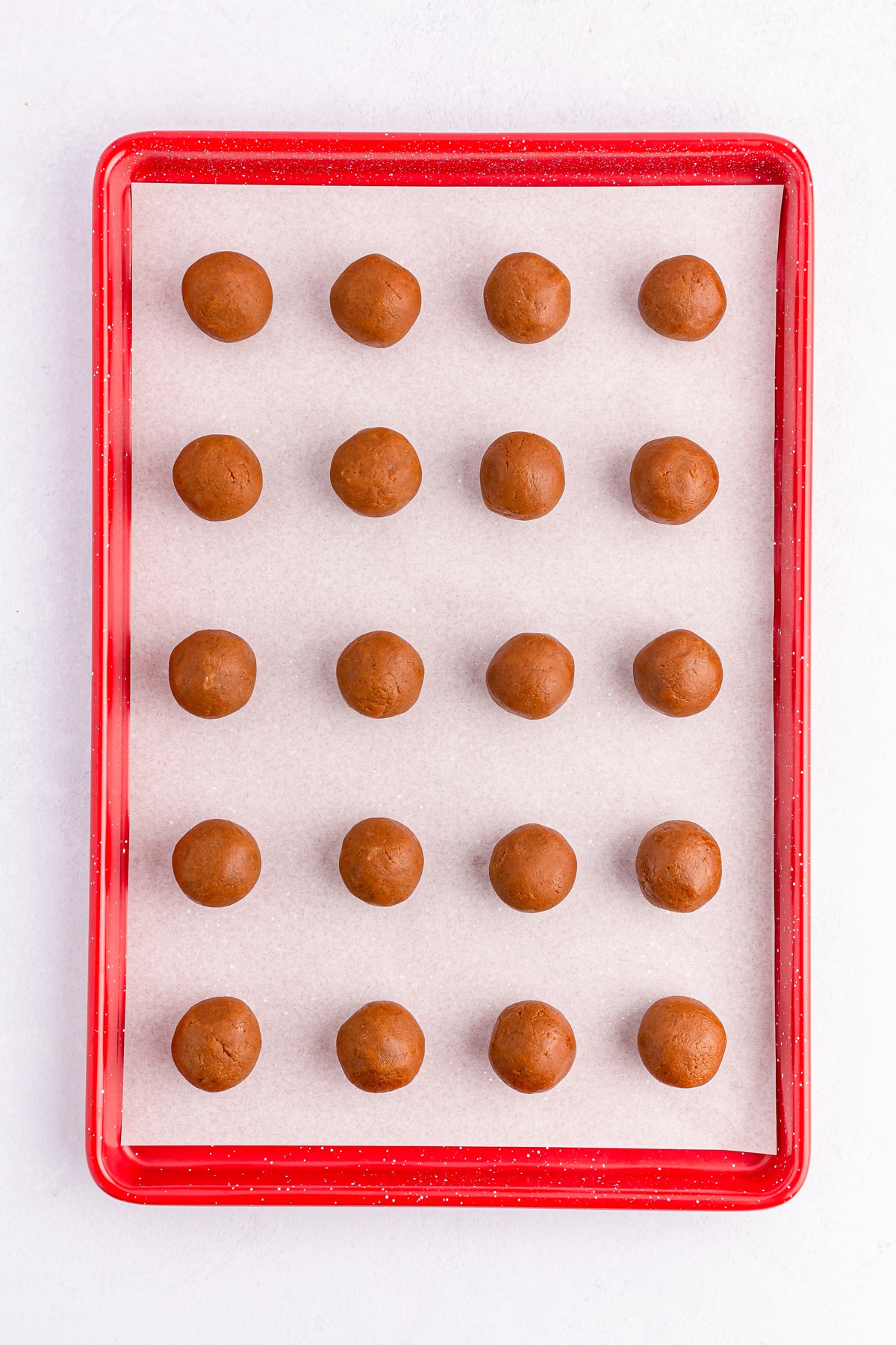 Another process in preparing Biscoff Truffles is to form it into balls and put them in a tray to chill.