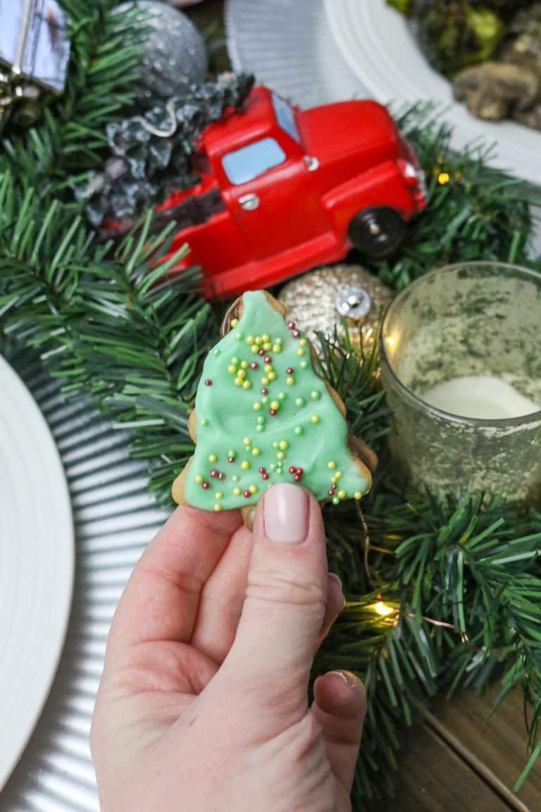 Christmas tree cookie with green frosting