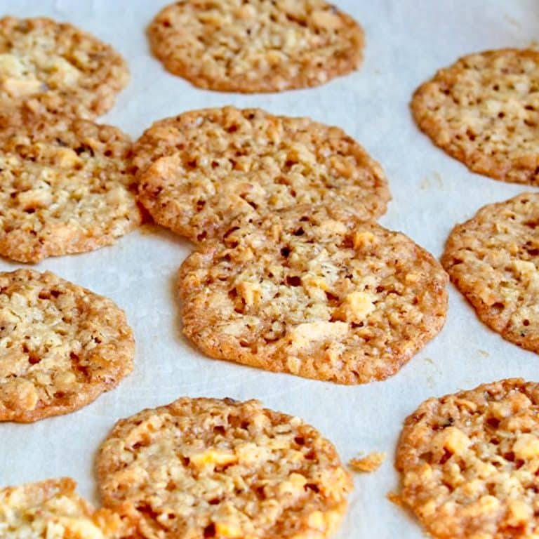 oatmeal lace cookies on tray