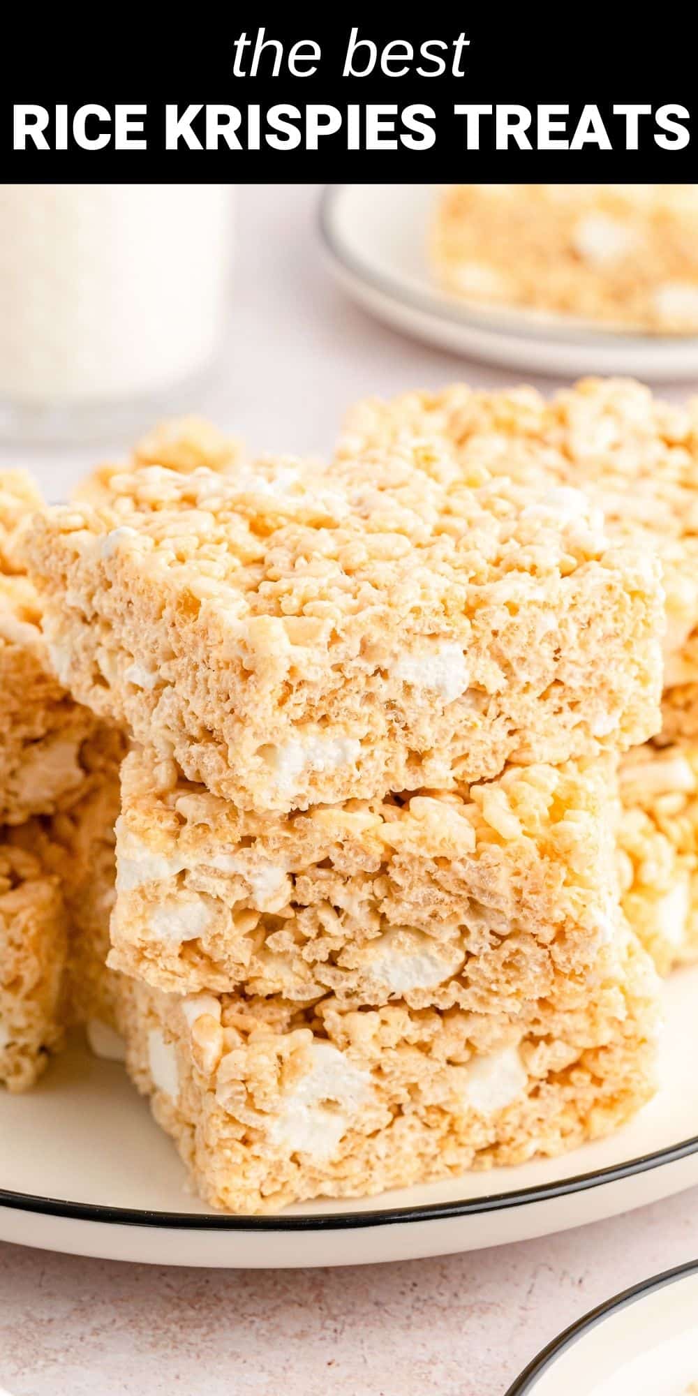 These Easy Rice Krispies Treats take the classic recipe to a whole new level. To make these cereal treats extra gooey and deliciously chewy, extra marshmallows and butter are used, along with some vanilla extract and a pinch of salt for added flavor.  