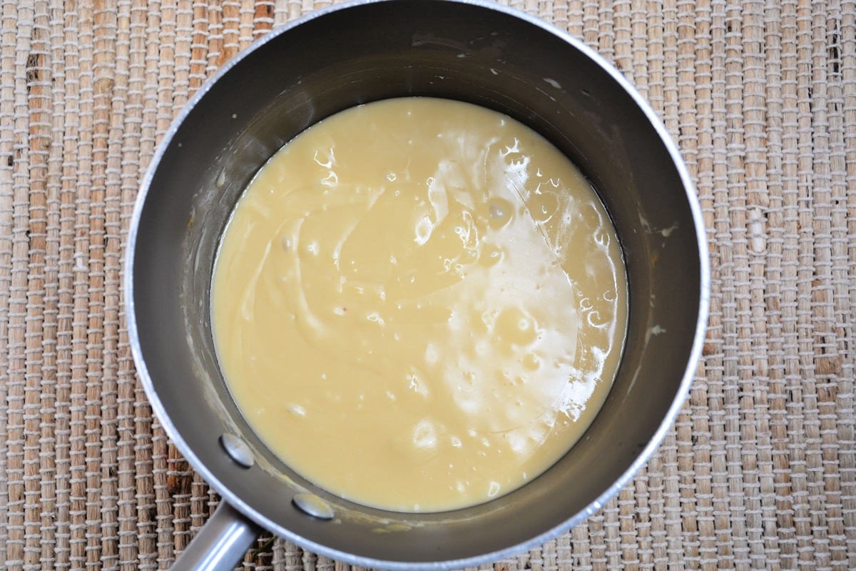Melting the mixture for Dulce de Leche Fudge recipe