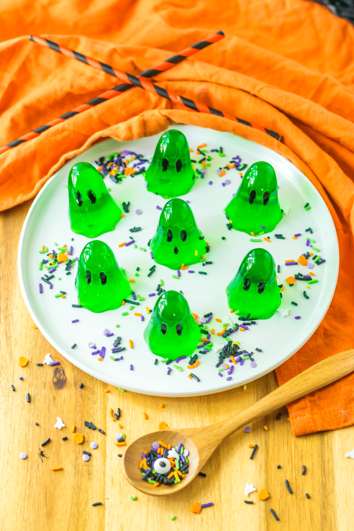 Ghost Jello Shots with sprinkles
