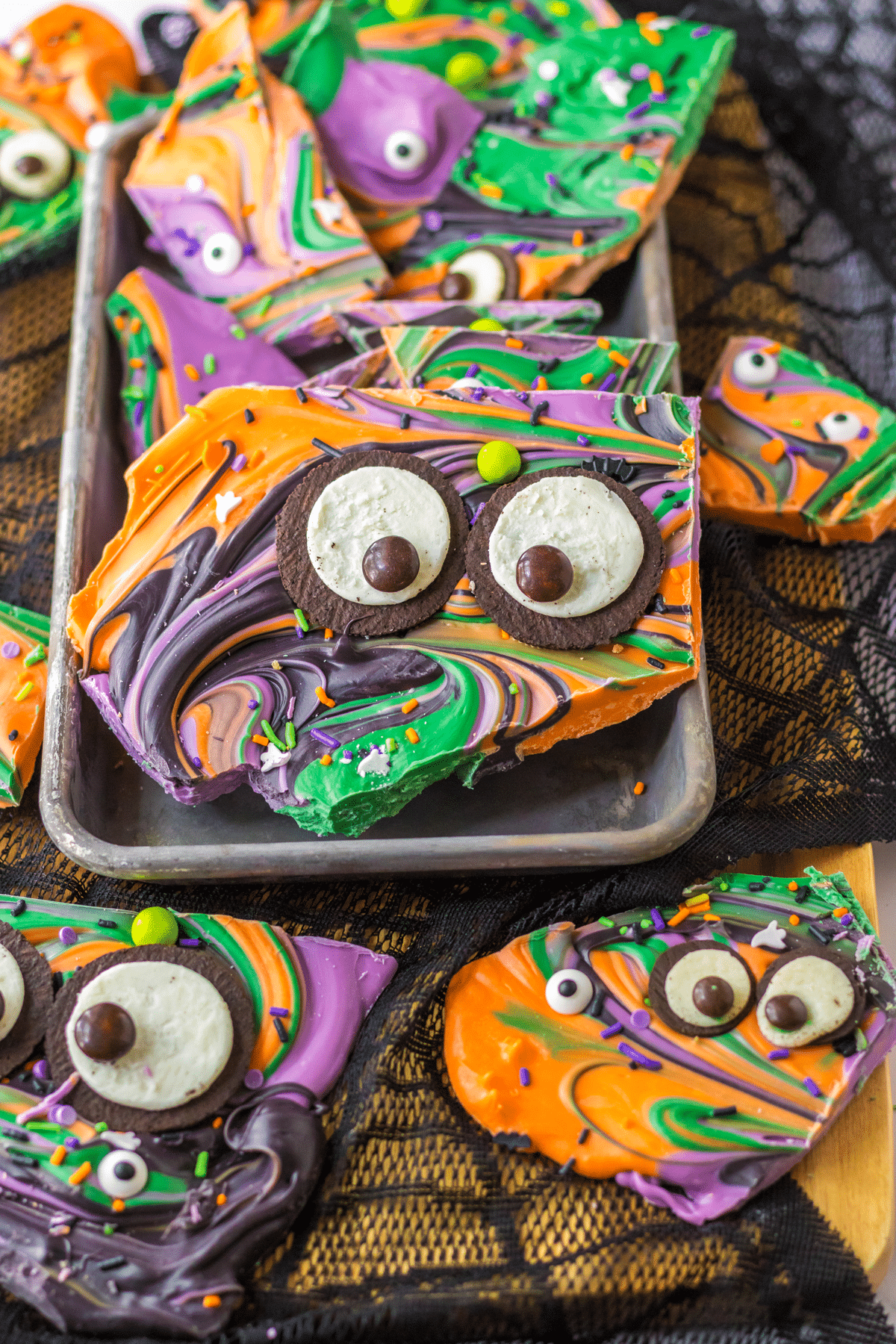 A tray of Halloween Cookie Bark