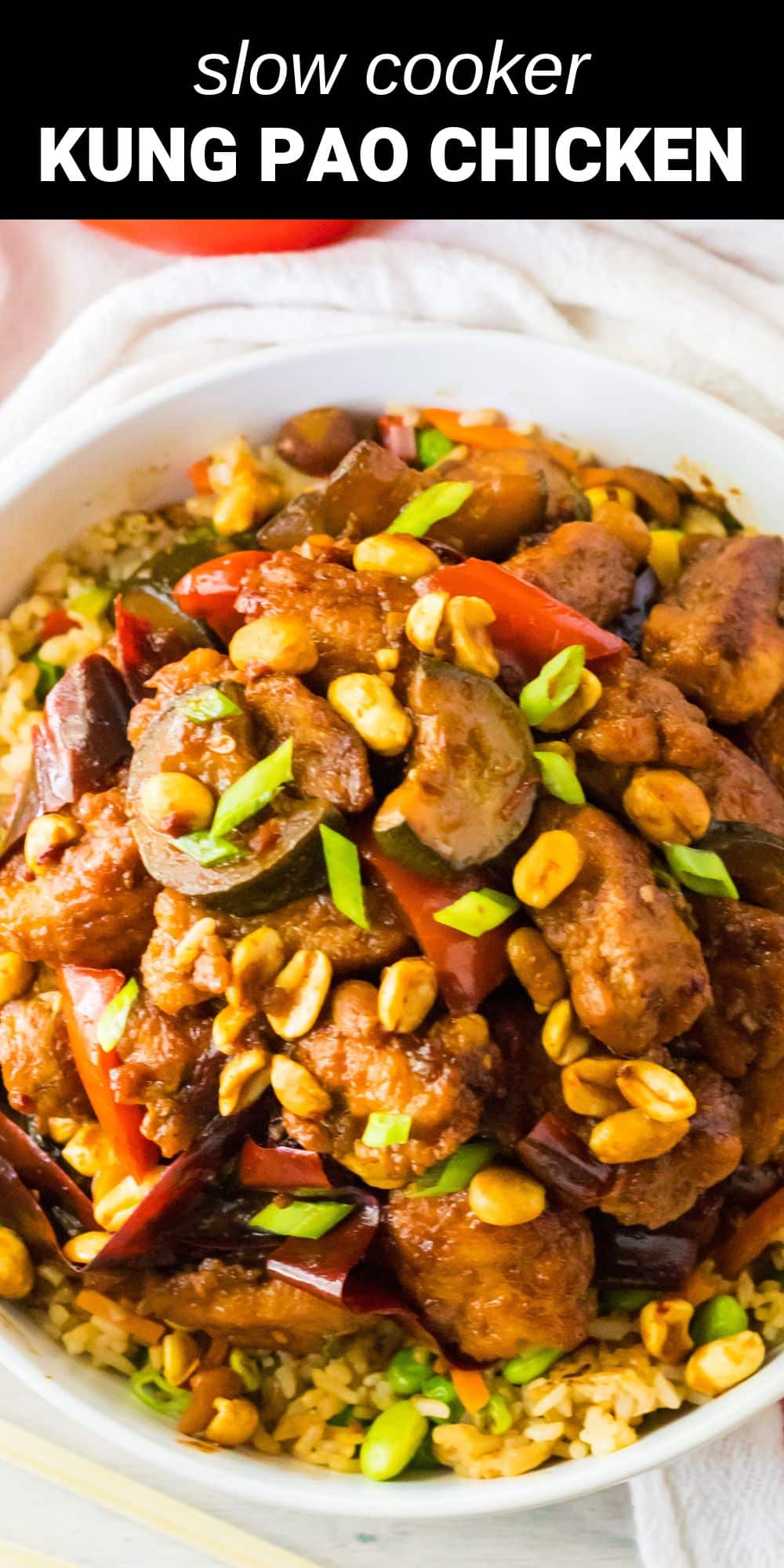 This slow cooker Kung Pao chicken tastes like something you’d get at your favorite Chinese restaurant, and making it is almost as easy as ordering takeout! This bold and flavorful meal is sure to be a new family favorite.