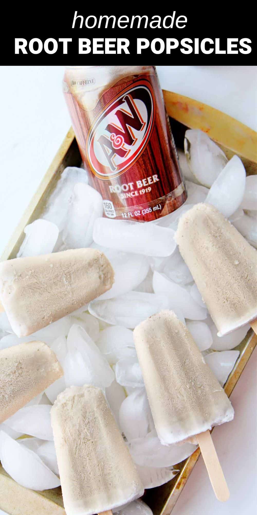 These root beer popsicles are like root beer floats on a stick! They’re a creamy and frosty two-ingredient treat that you’ll want to keep on hand during the summer months.